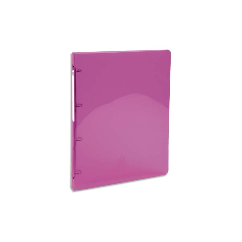 EXACOMPTA Classeur 4 anneaux dia 30mm Iderama polypro souple 7/10 brillant. Dos 4cm. Coloris Rose