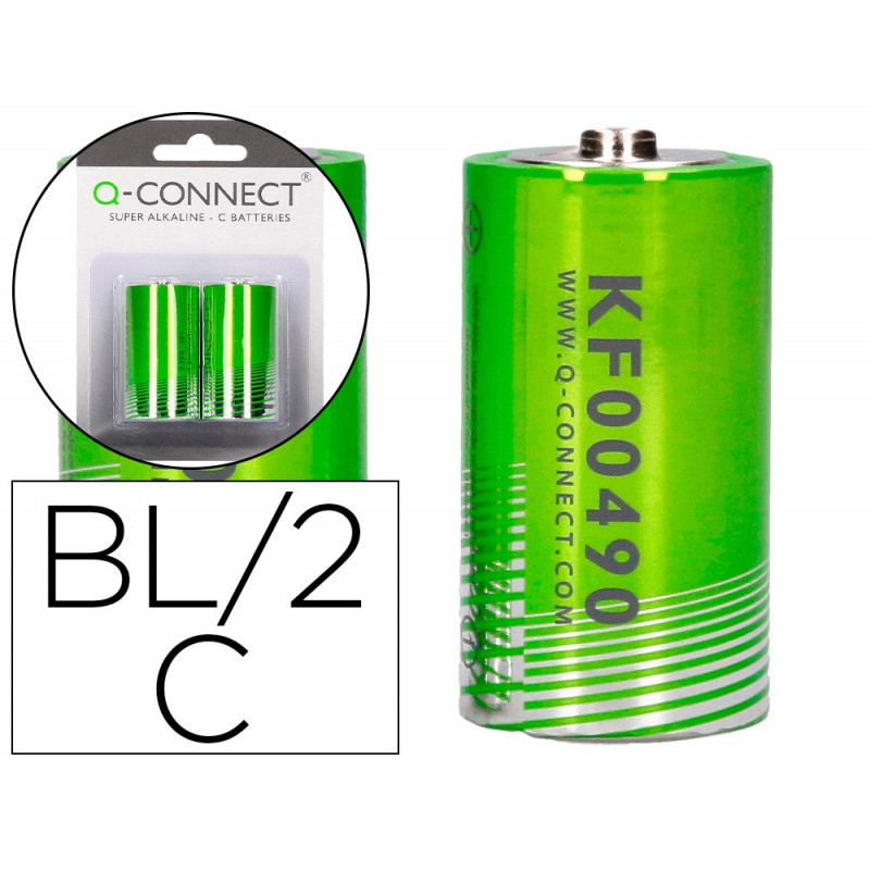 Pile q-connect économique capacité 1.5v i.c.e. lr14 taille c blister 2 unités