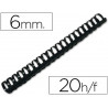 Anneau plastique à relier q-connect capacité 20f 6mm diamètre coloris noir boîte 100 unités