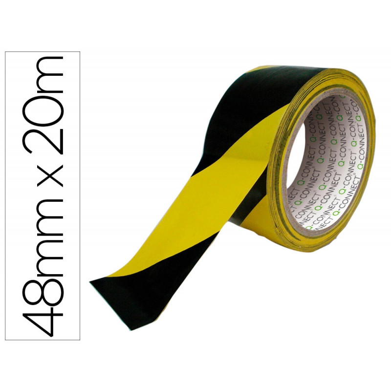 Ruban adhésif q-connect sécurisé ruban signalisation résistant 48mmx20m coloris noir/jaune