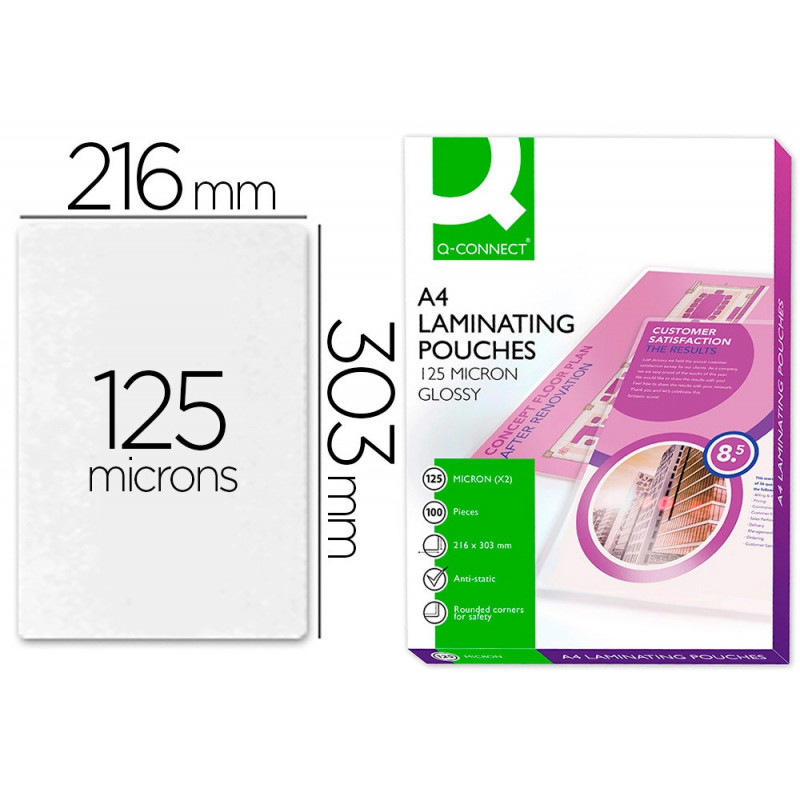 Pochette plastification q-connect à chaud économique format a4 125 microns boîte 100 unités