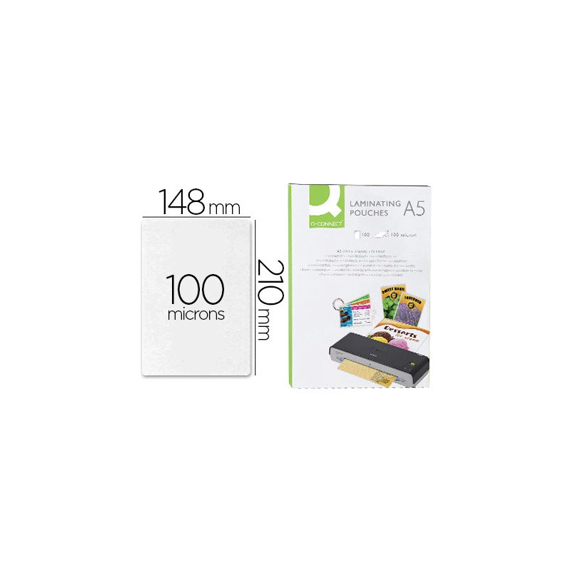 Pochette plastification q-connect à chaud économique format a5 100 microns boîte 100 unités