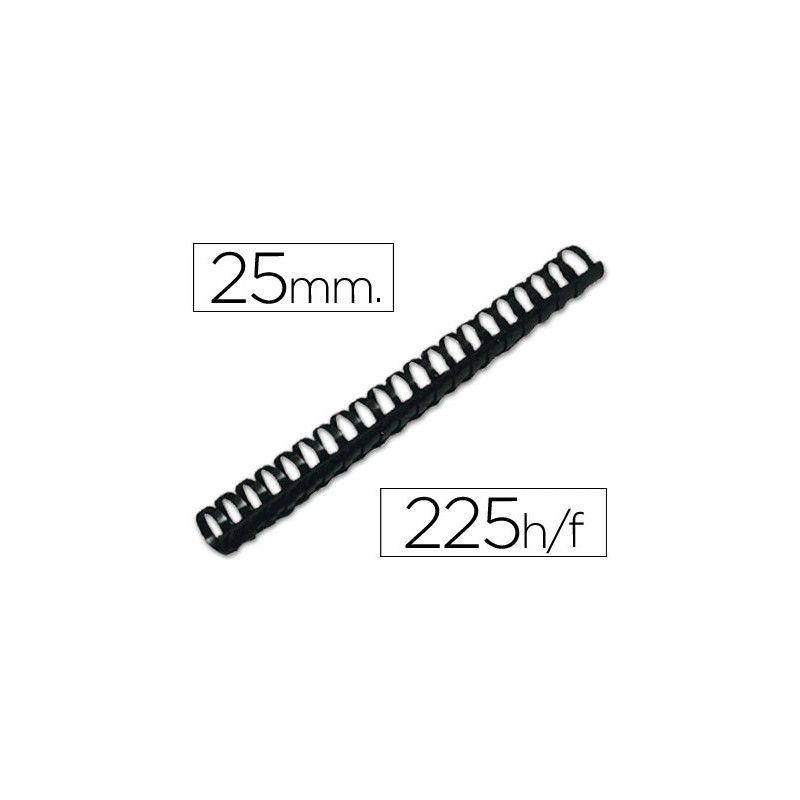 Anneau plastique à relier q-connect capacité 200f 25mm diamètre coloris noir boîte 50 unités
