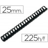 Anneau plastique à relier q-connect capacité 200f 25mm diamètre coloris noir boîte 50 unités