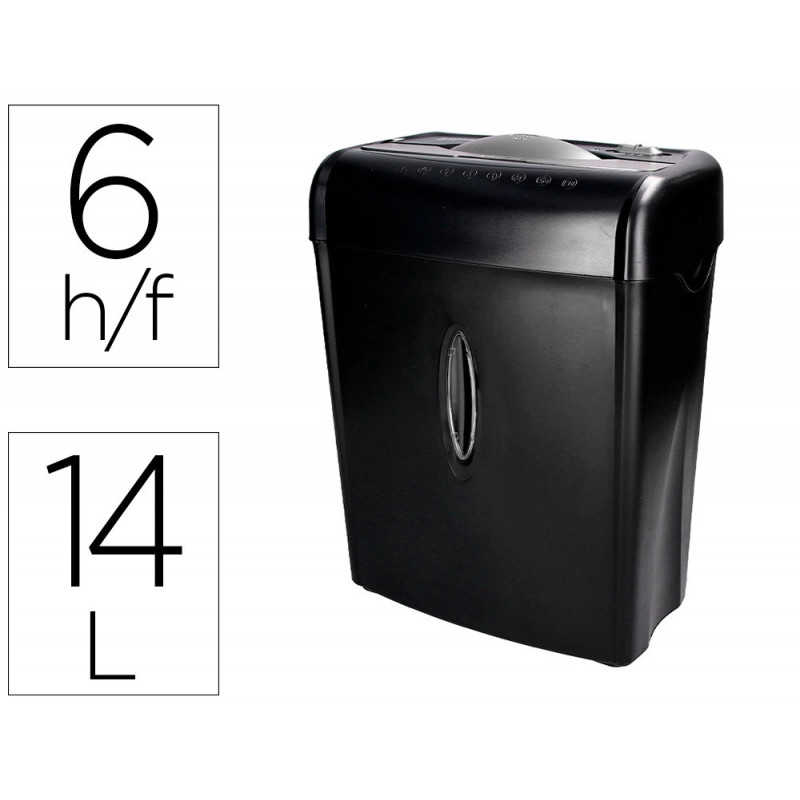 Destructeur q-connect q6cc2 occasionnel standard vitesse 3min coupe croisée 5mm a4 confidentiel 14l 307x186x399mm 3.72kg