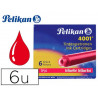 Cartouche pelikan courte standard rouge étui 6 unités