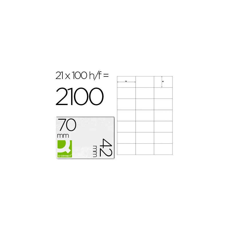 Étiquette adhésive q-connect 70x42mm coins droits imprimante jet d'encre laser copieur boîte 100 feuilles 2100 unités
