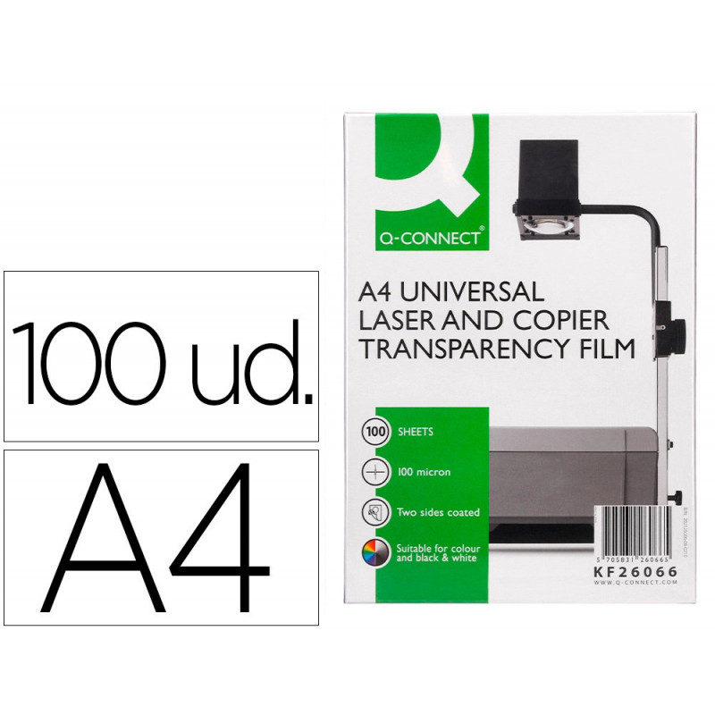 Transparent q-connect économique ohp photocopieur format a4 couchage spécial sans feuille entrecollée boîte 100 unités