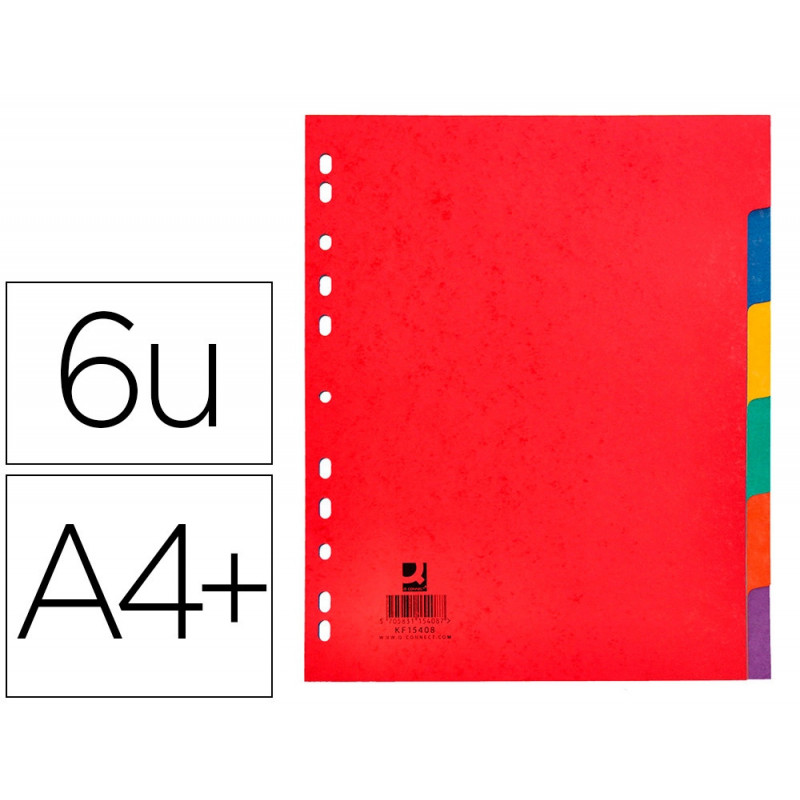 Intercalaire q-connect carte lustrée 225g 6 positions a4+ 212x310mm