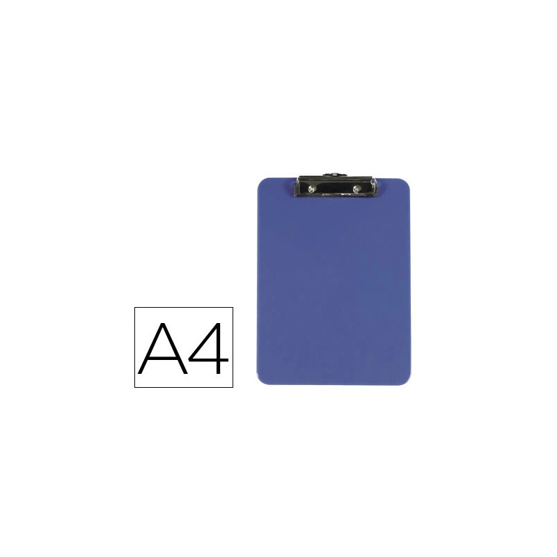 Porte-bloc q-connect plastique rigide épaisseur 2,5mm 210x297mm a4 pince métallique coloris bleu