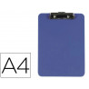 Porte-bloc q-connect plastique rigide épaisseur 2,5mm 210x297mm a4 pince métallique coloris bleu