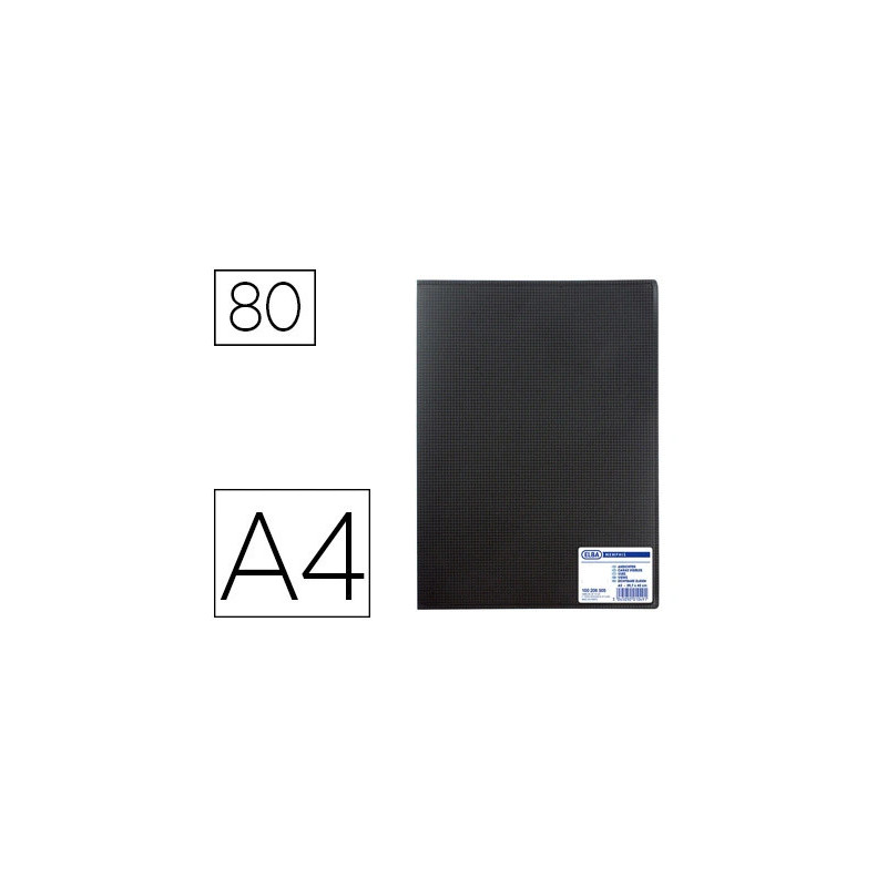 Protège-documents elba memphis polypropylène couverture semi-rigide 80 pochettes 160 vues a4 210x297mm coloris noir