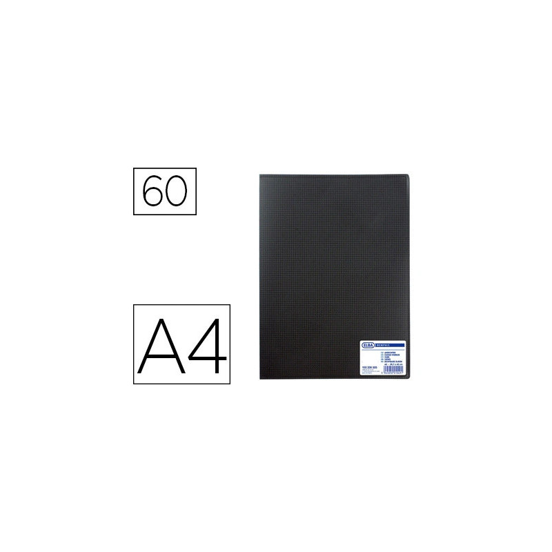 Protège-documents elba memphis polypropylène couverture semi-rigide 60 pochettes 120 vues a4 210x297mm coloris noir
