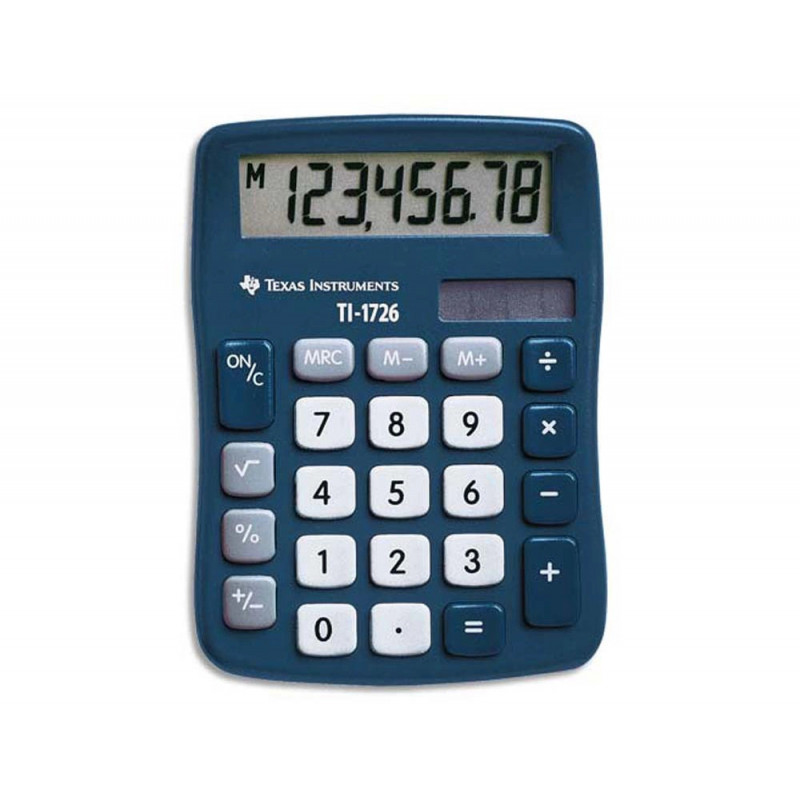 Calculatrice texas instruments bureau ti-1726 mémoire racine carrée pourcentage mémoire solaire/pile 114x83x20mm 61g