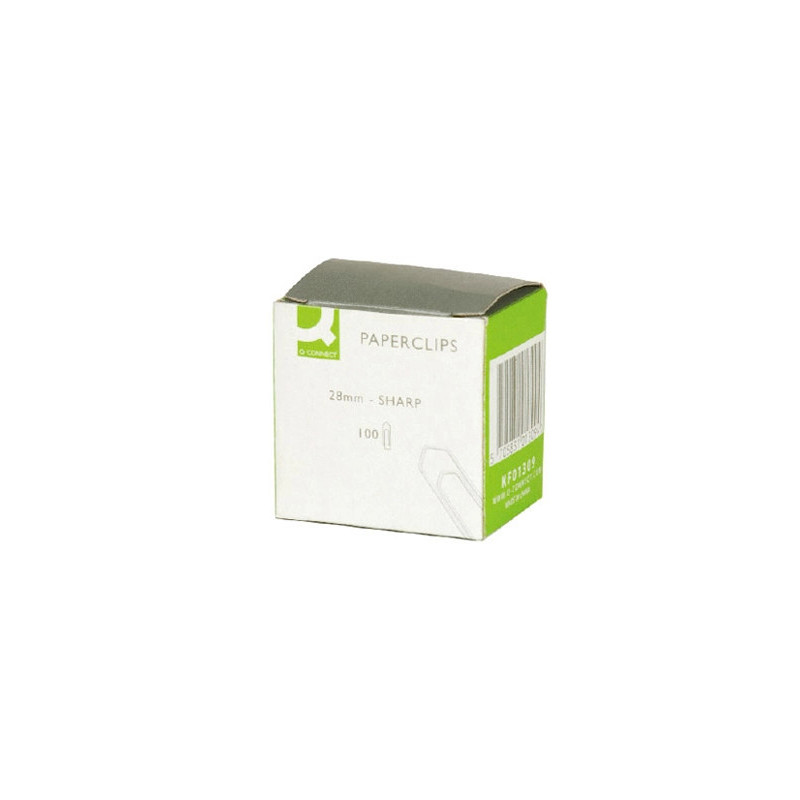 Trombone q-connect galvanisé 28mm boîte carton 1000 unités