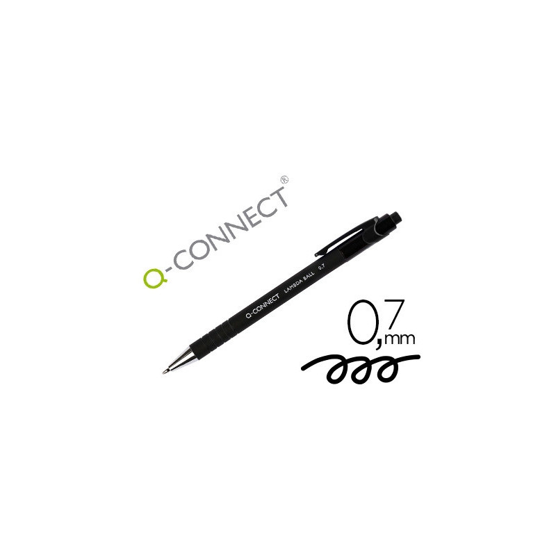 Stylo-bille q-connect lambda rétractable écriture moyenne 0.7mm pointe métal corps caoutchouc couleur encre noir