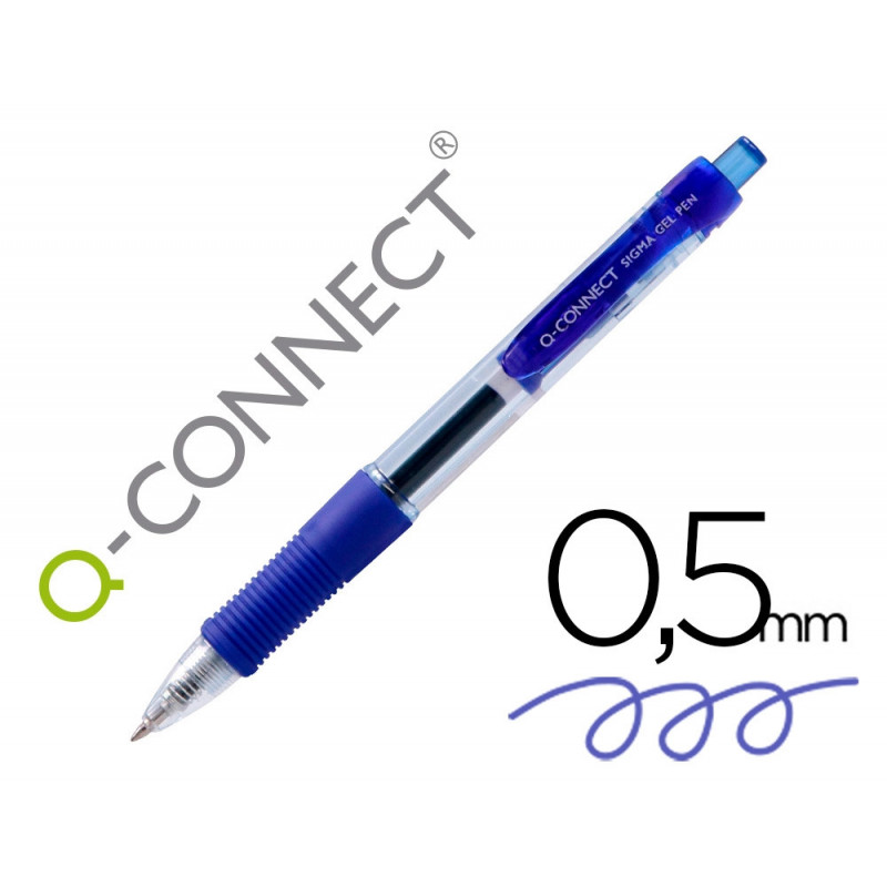 Stylo-bille q-connect sigma écriture moyenne 0.5mm encre gel rétractable corps plastique translucide coloris bleu