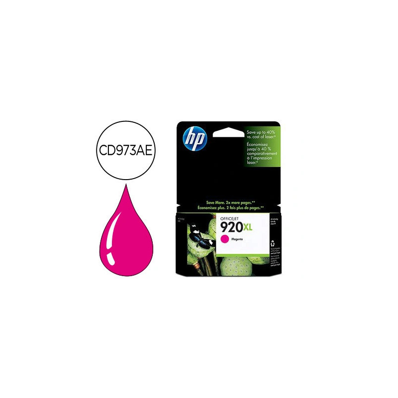 Cartouche hp 920xl jet d'encre cd973ae couleur magenta haute capacité 700p