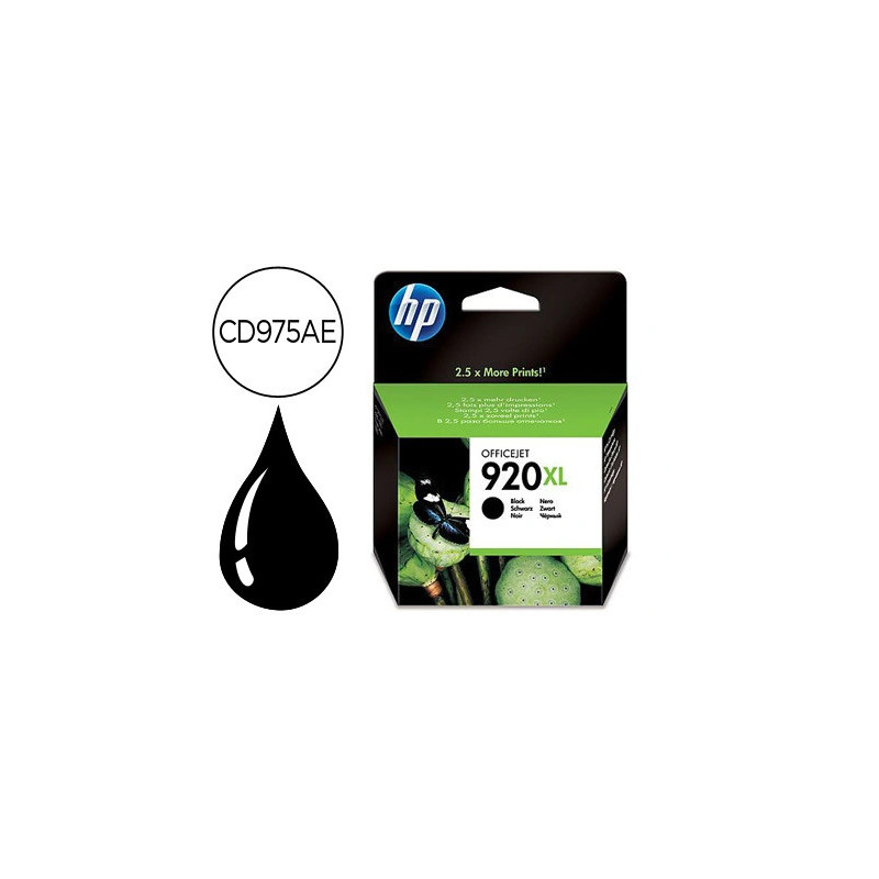 Cartouche hp 920xl jet d'encre cd975ae couleur noir haute capacité 1200p