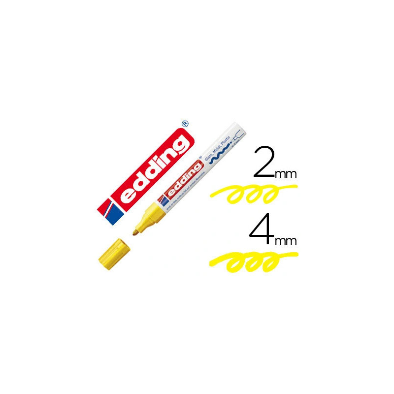 Marqueur edding permanent peinture e750 pointe moyenne 2/4mm encre laquée opaque tous supports résistant chaleur jaune