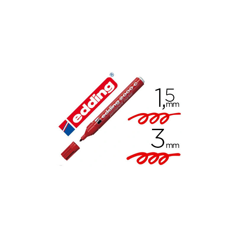 Marqueur edding permanent e2000c pointe ogive tracé 1.5/3mm corps aluminium couleurs assorties pochette 4 unités