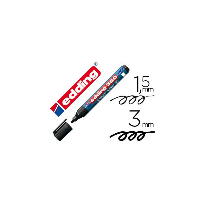 Marqueur edding permanent chevalet e380 pointe ogive tracé 1.5/3mm corps plastique spécial flipchart coloris noir