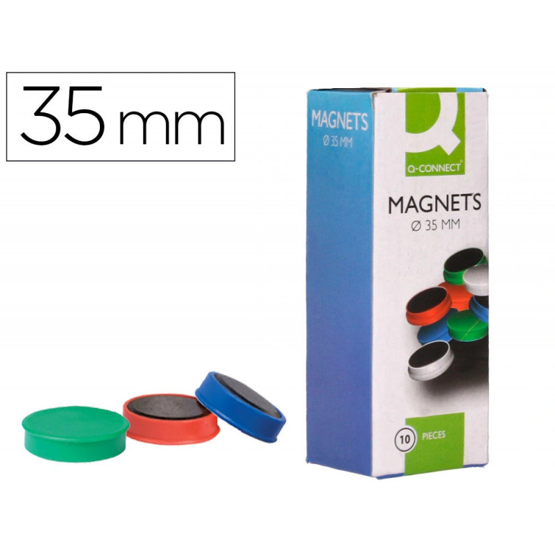 Aimant q-connect diamètre 35mm affichage signalisation toutes surfaces métalliques coloris assortis boîte 10 unités