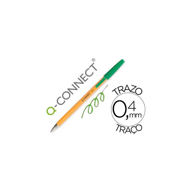 Stylo-bille q-connect écriture fine 0.3mm encre classique bille indéformable capuchon encre couleur vert