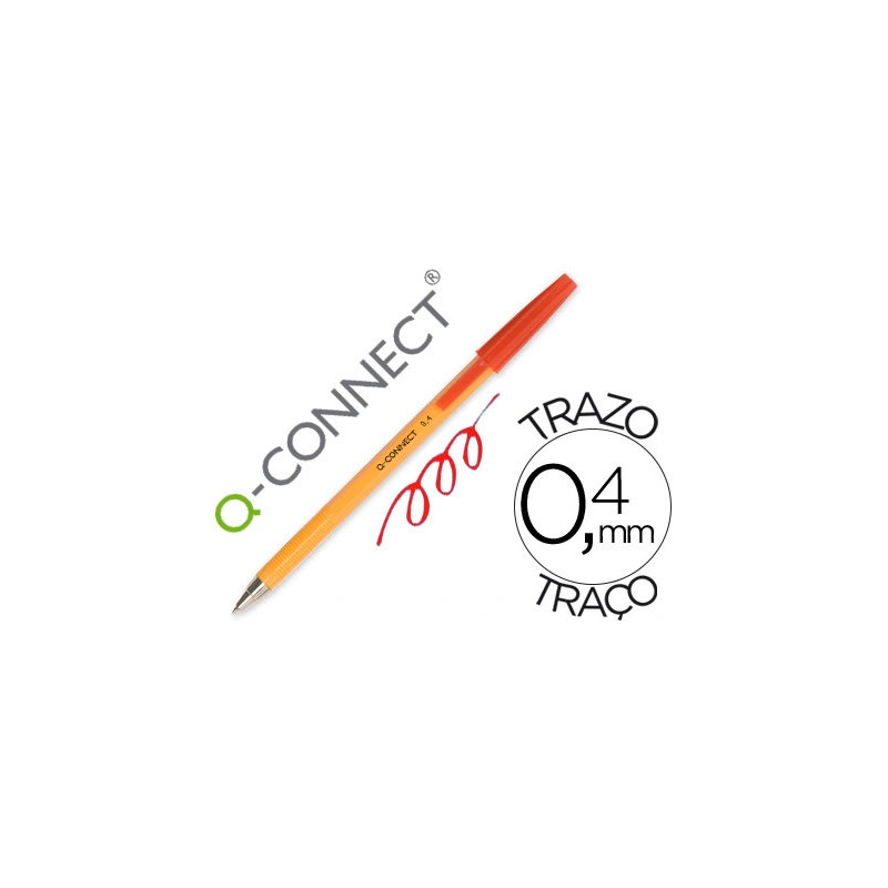 Stylo-bille q-connect écriture fine 0.3mm encre classique bille indéformable capuchon encre couleur rouge