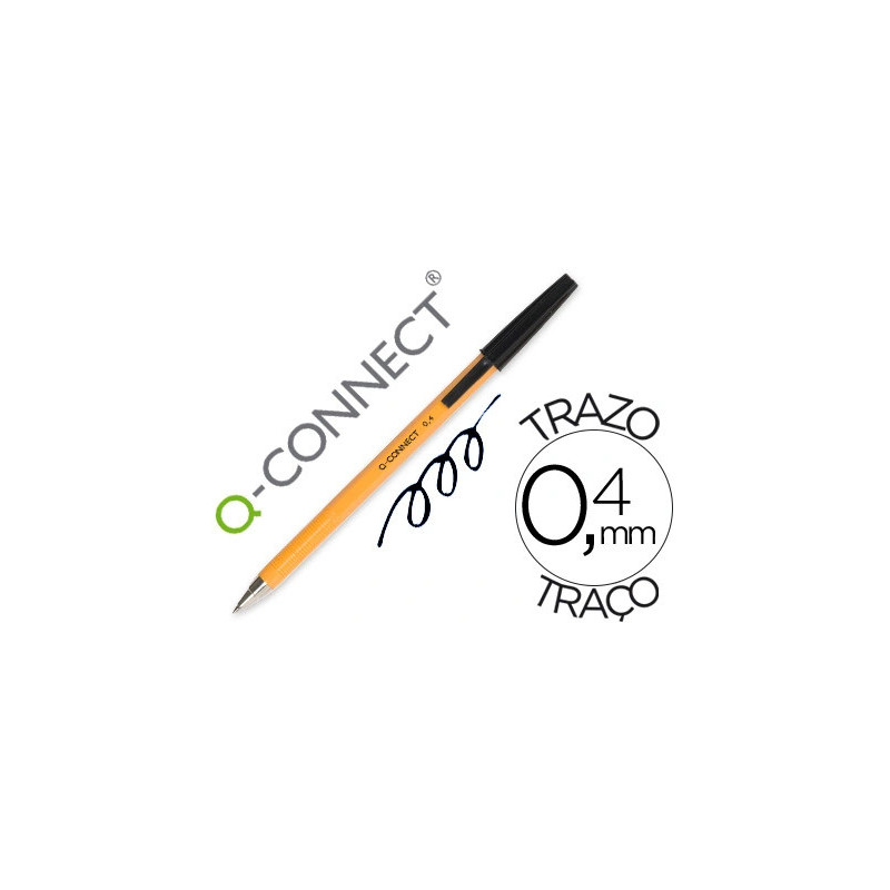 Stylo-bille q-connect écriture fine 0.3mm encre classique bille indéformable capuchon encre couleur noir