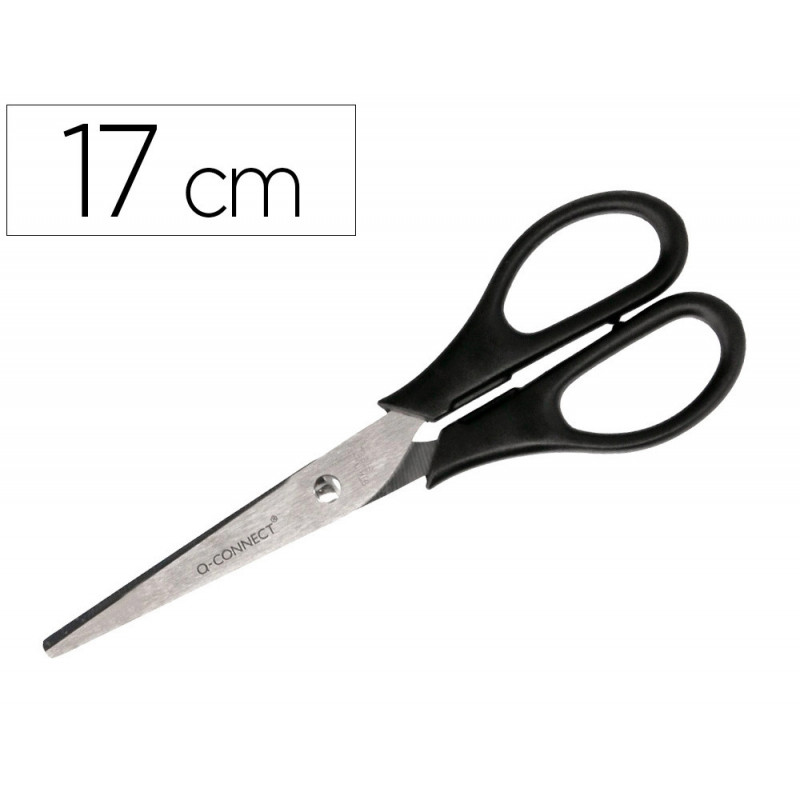 Ciseaux bureau q-connect économique droitier lames inox 170mm branches gainées abs bouts pointus coloris noir