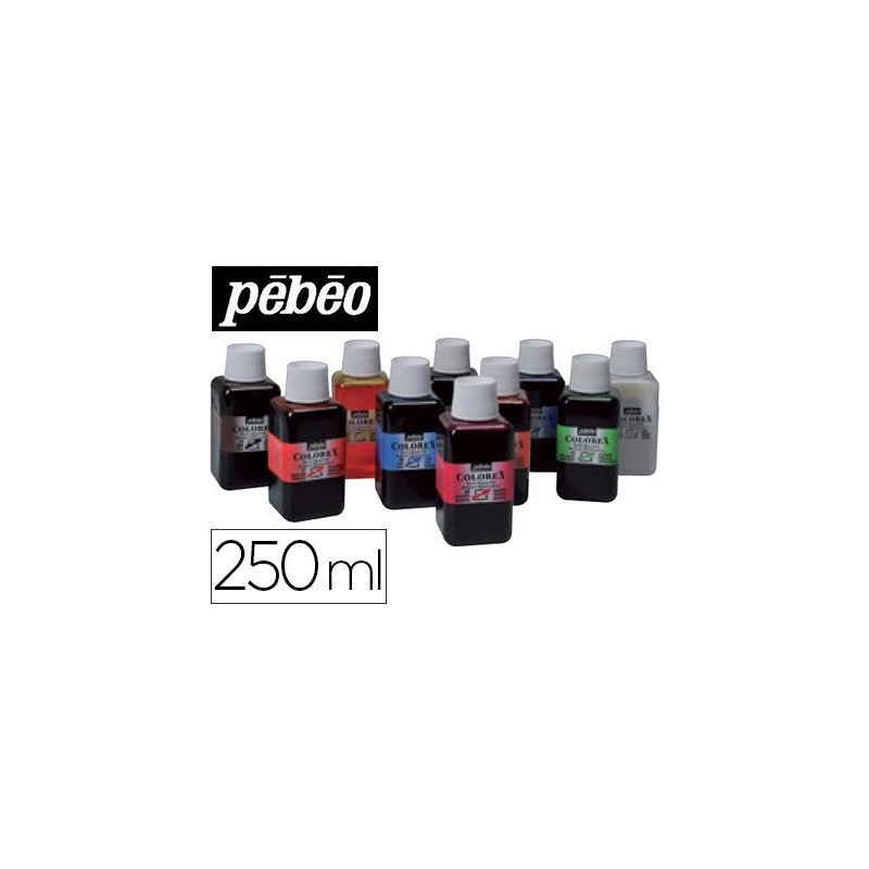 Encre pébéo colorex forte concentration vivacité coloris assortis boîte 10 flacons 250ml