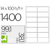 Étiquette adhésive q-connect 99x38.1mm coins arrondis imprimante jet encre laser copieur boîte 100 feuilles 1400 unités