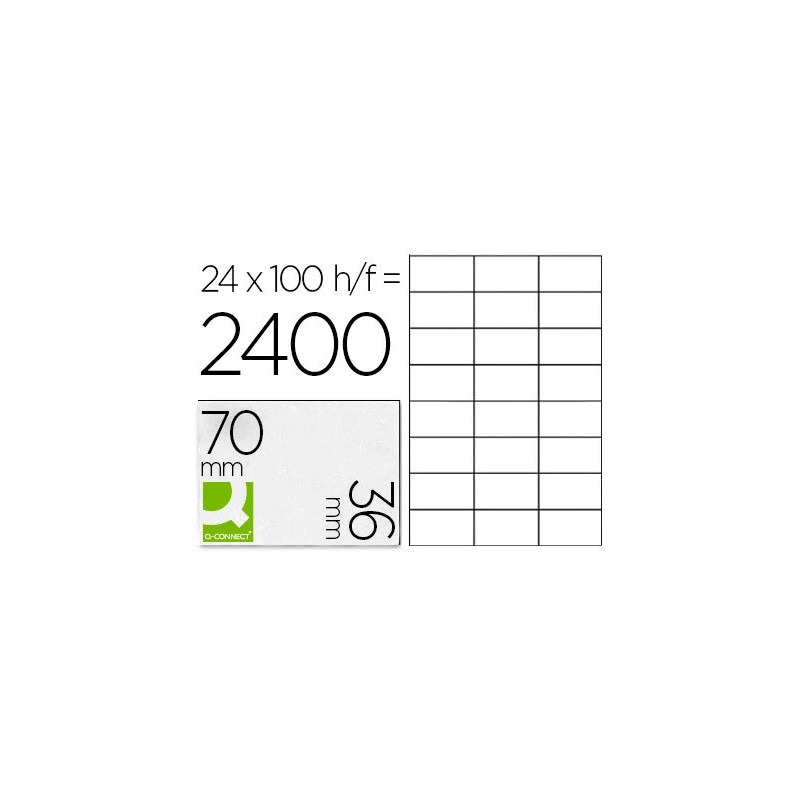 Étiquette adhésive q-connect 70x36mm coins droits imprimante jet d'encre laser copieur boîte 100 feuilles 2400 unités