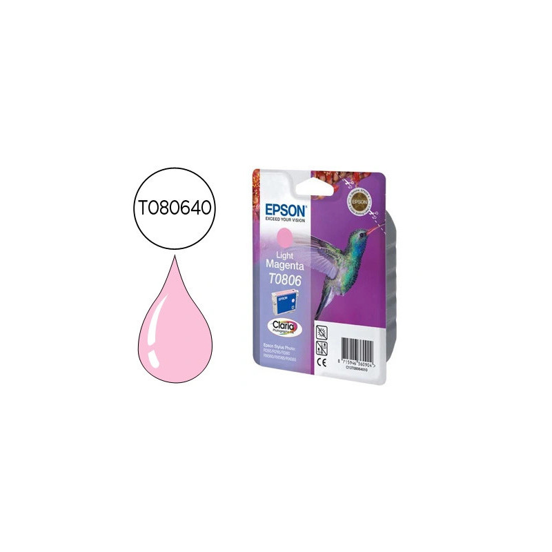 Cartouche epson t0806 jet d'encre c13t08064011 couleur magenta clair 635p