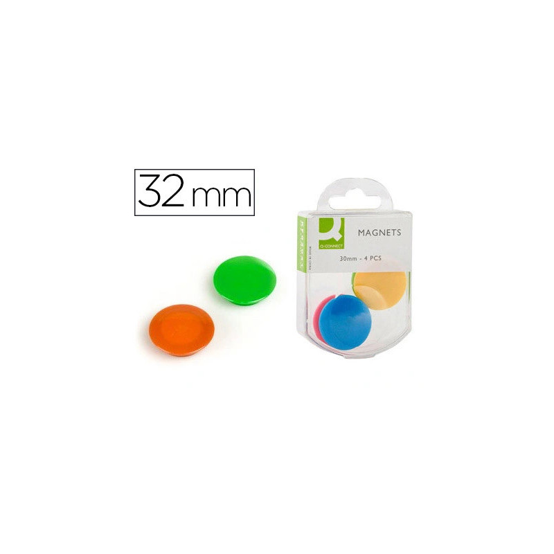 Aimant q-connect diamètre 25mm affichage signalisation toutes surfaces métalliques coloris assortis boîte 4 unités