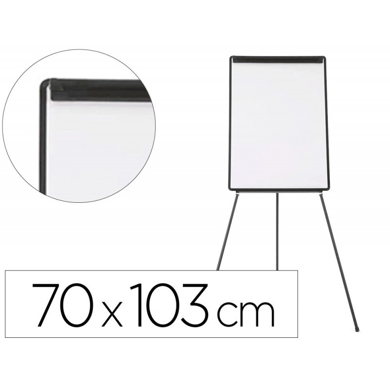 Chevalet q-connect économique fond mélaminé tableau effaçable sec 70x100cm auget barette pivotante hauteur maximum 2m