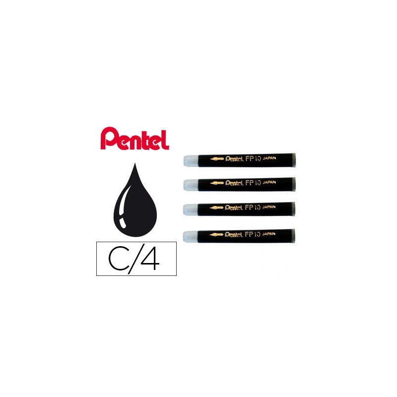 Cartouche d'encre pentel pocket brush encre noire pigments lot 4 unités