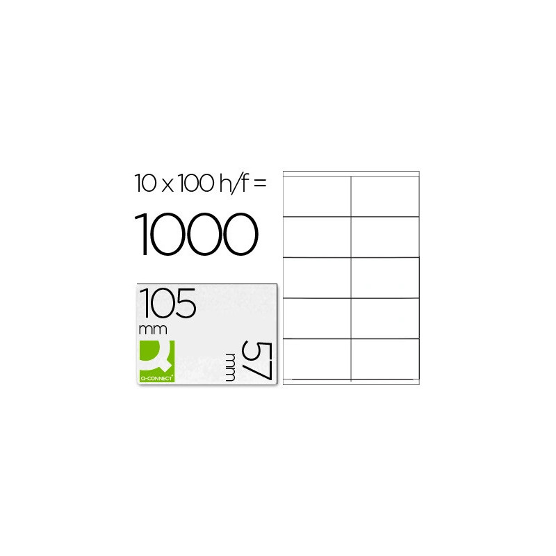 Étiquette adhésive q-connect 105x57mm coins droits imprimante jet d'encre laser copieur boîte 100 feuilles 1000 unités