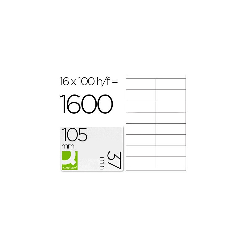 Étiquette adhésive q-connect 105x37mm coins droits imprimante jet d'encre laser copieur boîte 100 feuilles 1600 unités