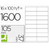 Étiquette adhésive q-connect 105x37mm coins droits imprimante jet d'encre laser copieur boîte 100 feuilles 1600 unités