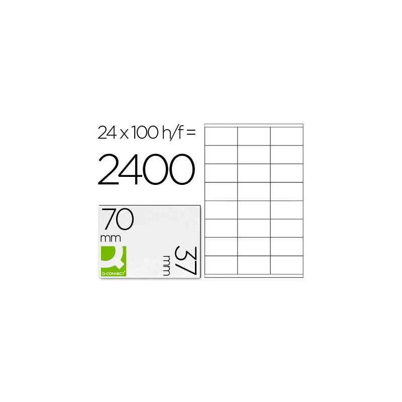 Étiquette adhésive q-connect 70x37mm coins droits imprimante jet d'encre laser copieur boîte 100 feuilles 2400 unités