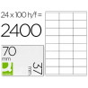 Étiquette adhésive q-connect 70x37mm coins droits imprimante jet d'encre laser copieur boîte 100 feuilles 2400 unités