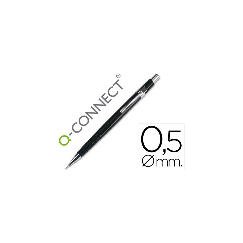 Porte-mines q-connect confort 0.5mm clip metal grip caoutchouc anti-fatigue corps coloris noir