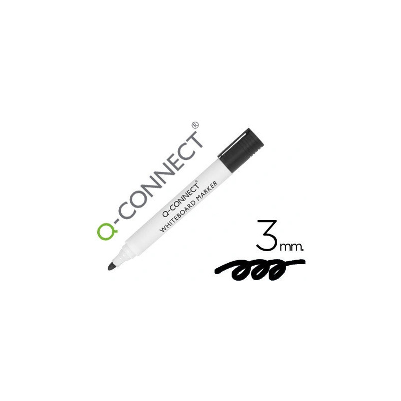 Marqueur q-connect tableau blanc pointe ogive tracé 2/3mm corps plastique encre base alcohol coloris noir