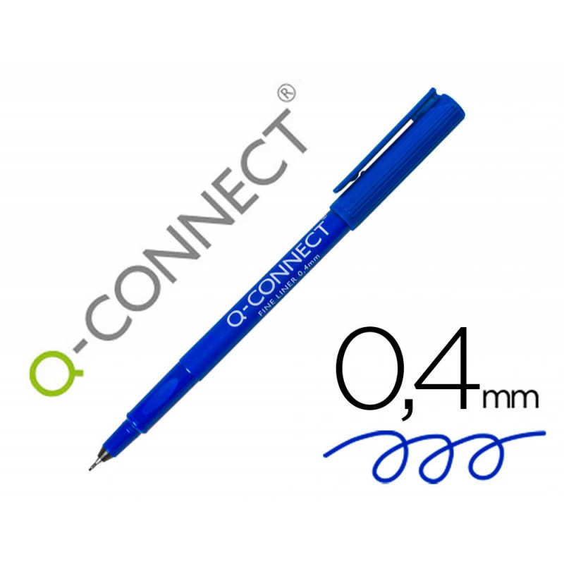 Stylo-feutre q-connect écriture fine 0.4mm pointe extra-fine corps couleur encre bleu