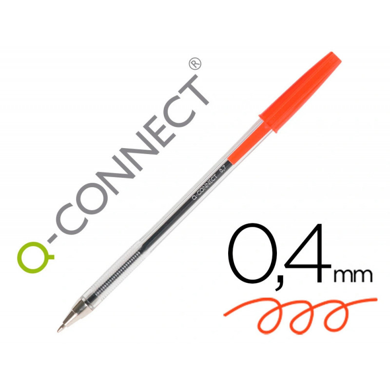 Stylo-bille q-connect écriture moyenne 0.7mm encre classique bille indéformable capuchon couleur encre rouge