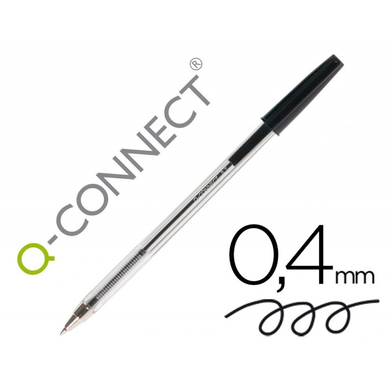 Stylo-bille q-connect écriture moyenne 0.7mm encre classique bille indéformable capuchon couleur encre noir