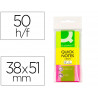 Bloc-notes q-connect couleurs néon 38x51mm 50f repositionnables coloris assortis 3 blocs