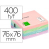 Bloc-notes q-connect cube quick notes 76x76mm 400f repositionnables sans traces coloris pastel